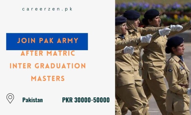 Join Pak Army after Matric Inter Graduation Masters