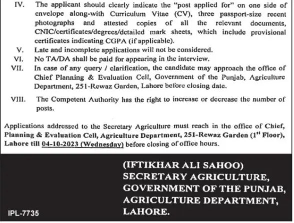 Agriculture Department Jobs in Punjab