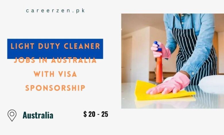 Light Duty Cleaner Jobs in Australia with Visa Sponsorship