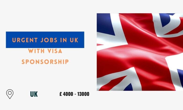 Urgent Jobs in UK with Visa Sponsorship